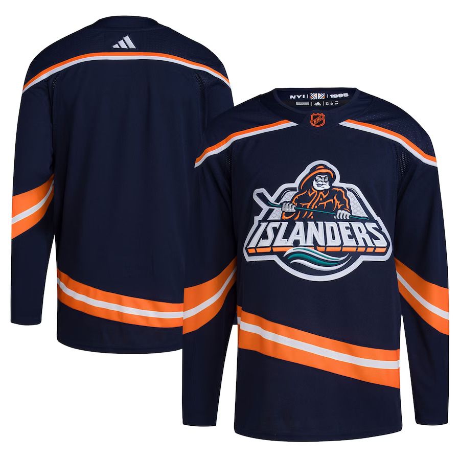 Men New York Islanders Blank adidas Navy Reverse Retro Authentic NHL Jersey->new york islanders->NHL Jersey